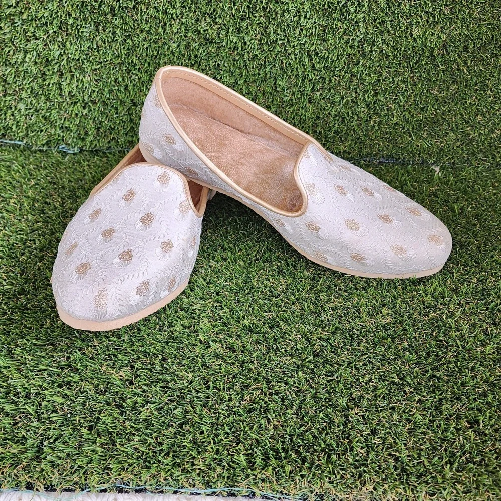 Indian Wedding Shoes for Men Sherwani Loafers Mojari Slip On Size 6